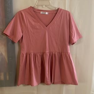 ZURIFFE Solid Babydoll Tee V Neck Short Sleeve New no Tag Size Medium